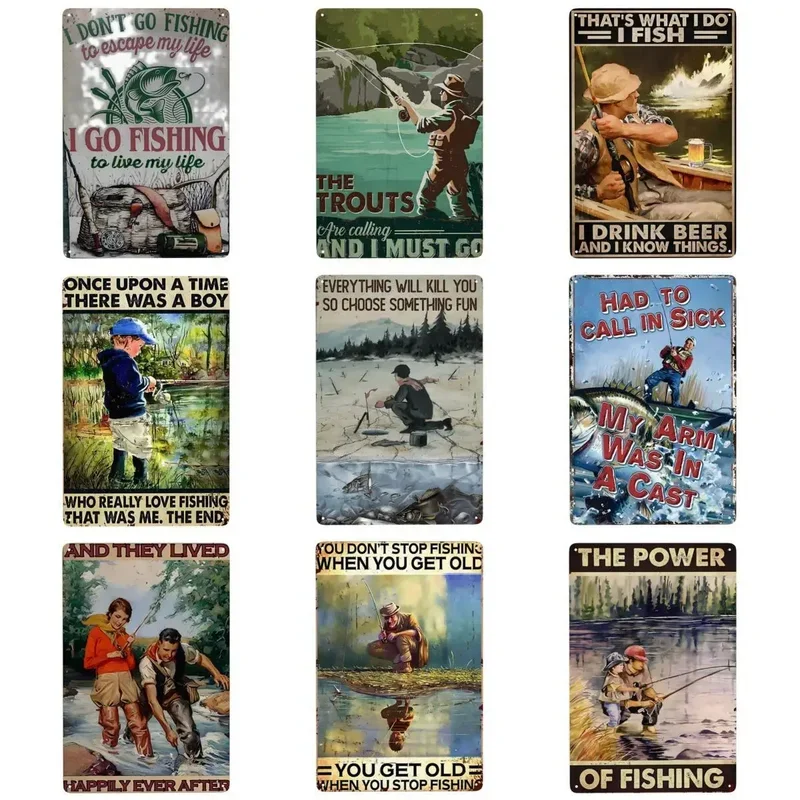 Рыболовный знак «человек на реке», «вы не прекратите рыбалку», когда получите старые металлические жестяные знаки, Ретро винтажный знак, настенный Декор для дома