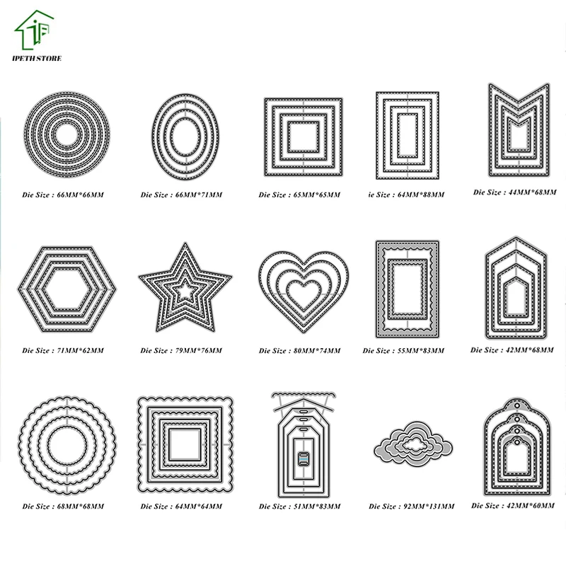 Clouds Oval Circle Heart Love Rectangle Polygon Frame Metal Cutting Dies for DIY Scrapbooking Photo Card Stencil 2022 New Arriva