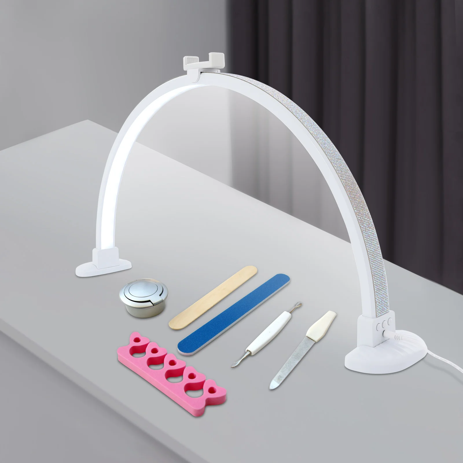 Half-moon-shaped Nail Desk Lamp 24V Adjustable Brightness Nail Table Lamp Lumen Manicure Nail Tech Lamp