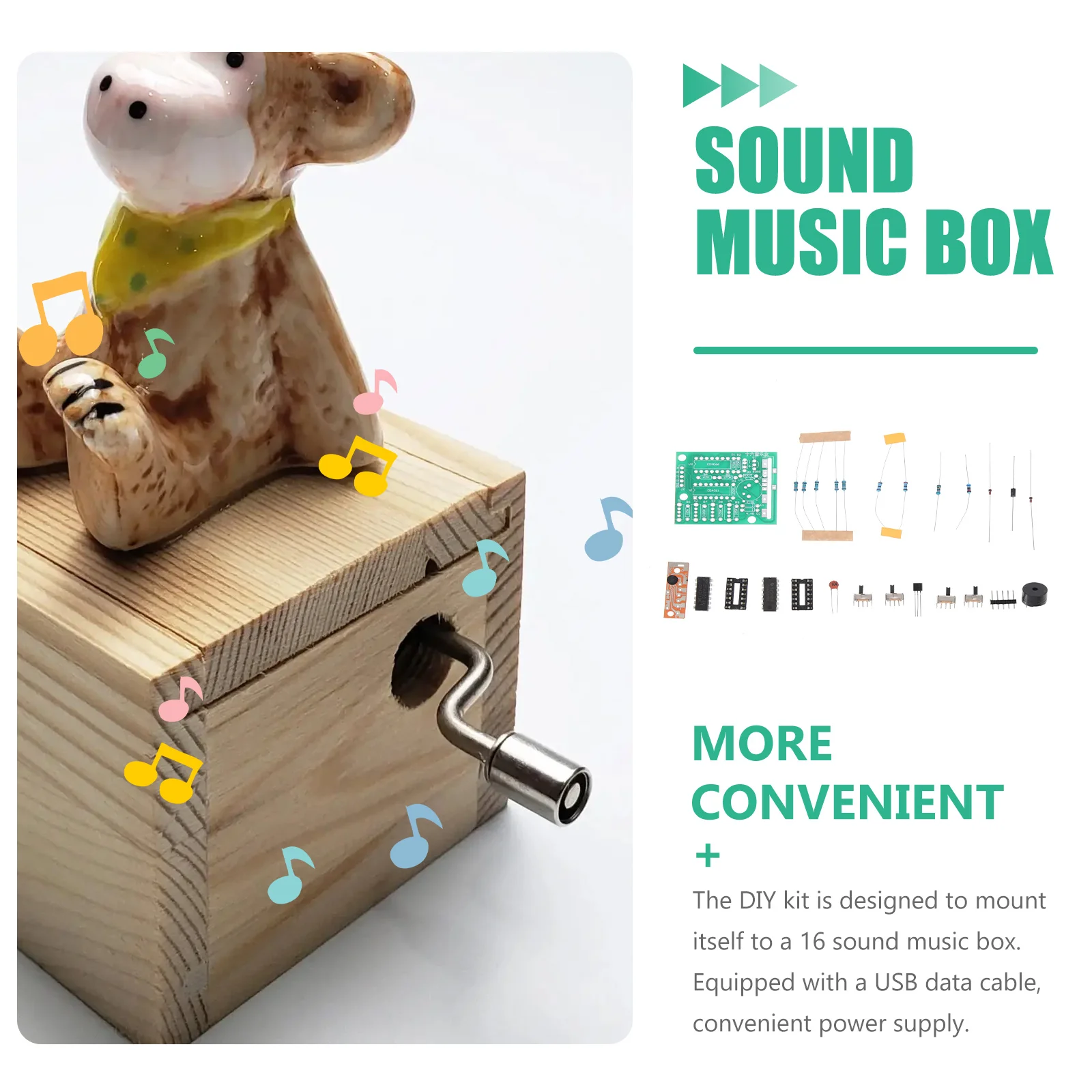 1 Set 16-Tone Diy Music Box Circuit Board Soldering Practice Electronic Components Usb Cable Sound Hobby Electronic