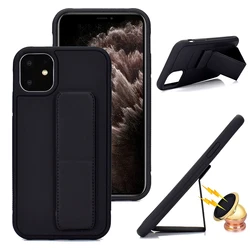 Phone Case for iPhone 15 Pro Max Solid Color Matte Folding Car Holder Shockproof Cases for iPhone 14 Pro Max 11 12 13 Pro Max