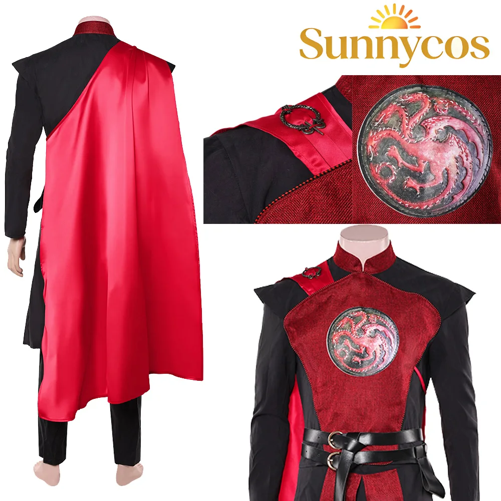 Costume de cosplay masculin Jacaerys, haut, pantalon, cape, ceinture, tenue de jeu de rôle Dragon du film, déguisement, tenues d'Halloween, costume de carnaval fantastique