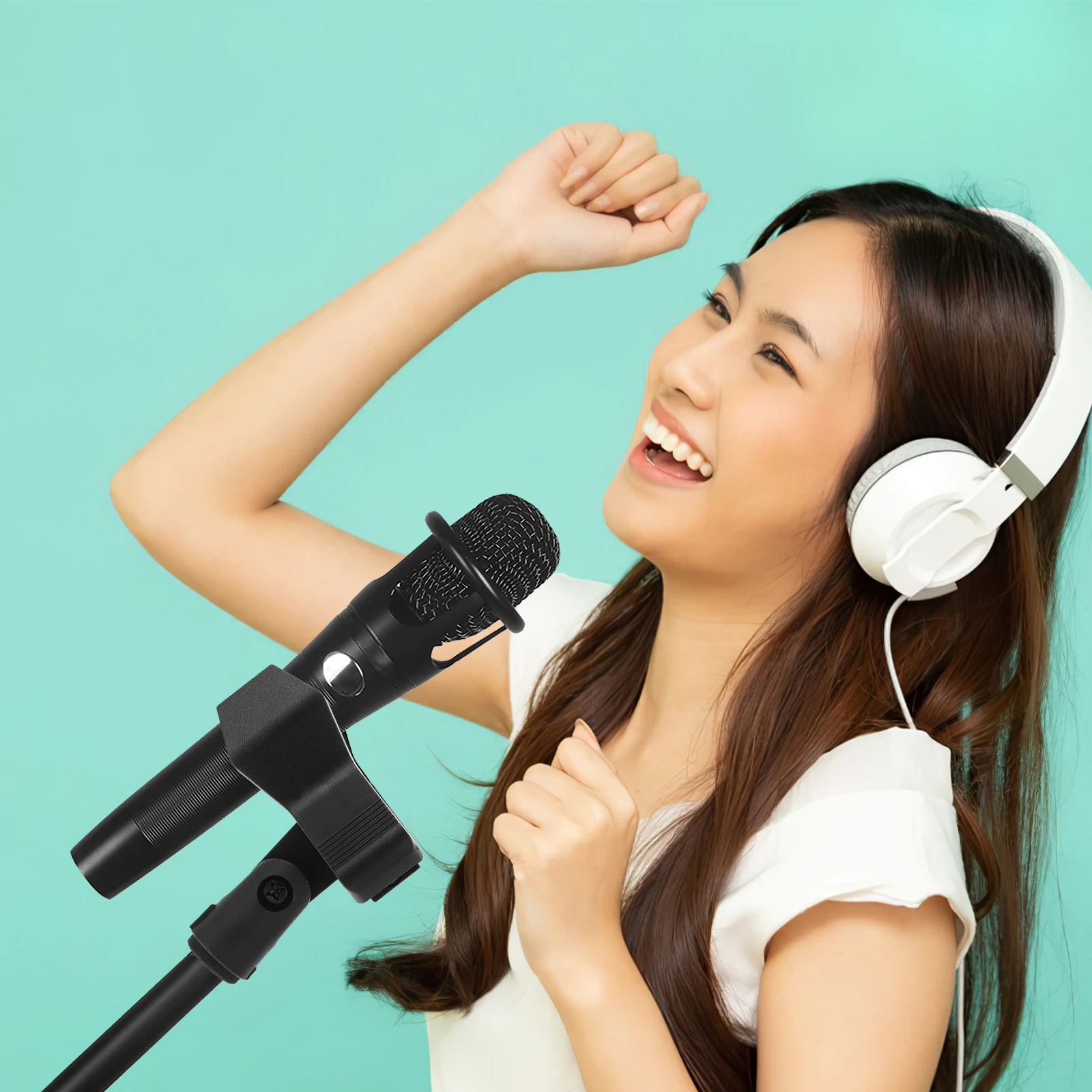 

6Pcs Microphone Holder Clips Universal Lightweight Durable Plastic Mic Stand Adapters for Dynamic Vocal Wireless Microphones