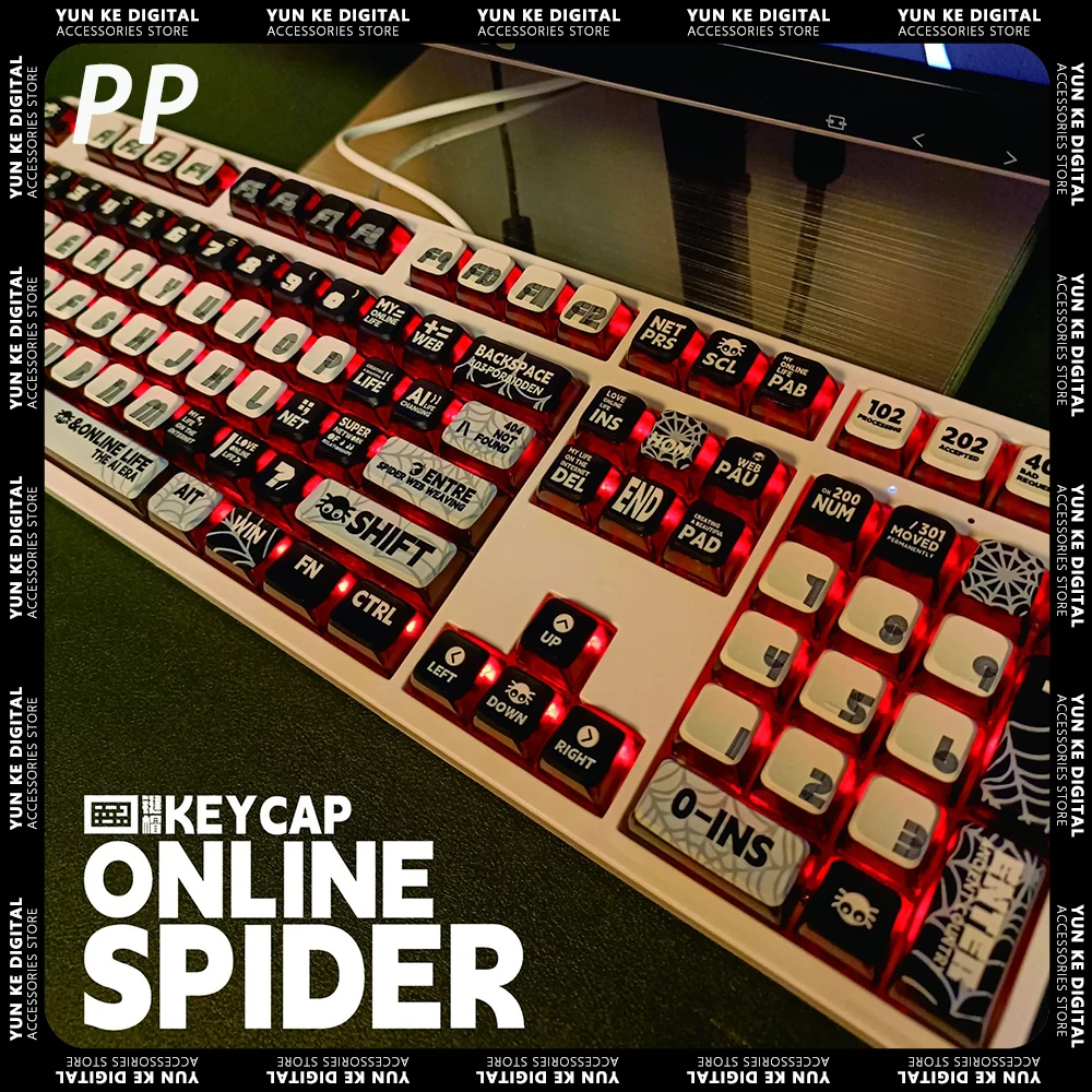 

PP Spider online Keycaps PBT Sublimation 120 Keys ASA Height Personalized Mechanical Keyboard Keycap Sets RGB Gamer Accessories