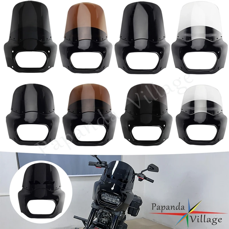 

Motorcycle Windshield Windscreen Fork Headlight Fairing Cowl Cover Mount Bracket For Harley Softail Fat Bob 114 FXFBS FXFB 18-24
