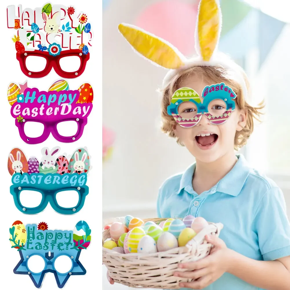 

Easter Bunny Egg Glasses Frame PVC Easter Photo Booth Props Gifts Happy Easter Party Decoration for Kids Favor Gift Supplies