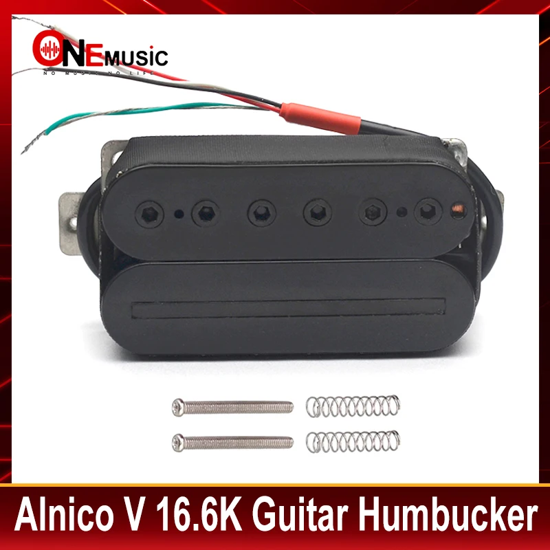 Alnico V Electric Guitar Humbucker 16.6K Blade/Hex Screw Adjusting Dual Coil with 4 Conduct Cable/Coil Splitting Alnico 5 Black