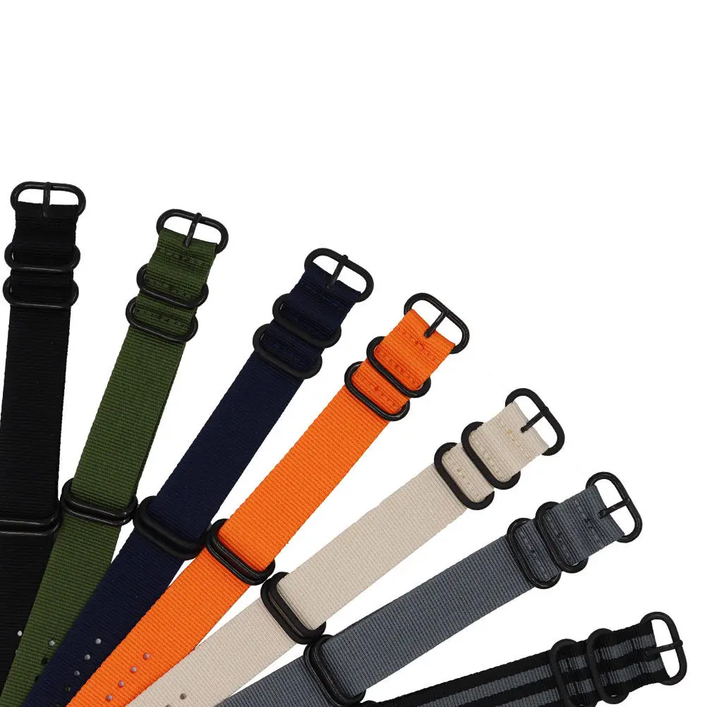 1Pcs Nylon Watch Band Canvas Strap 24Mm Beige Strong Durability Smooth Texture Adjustable Wristband Ideal Replacement Gift