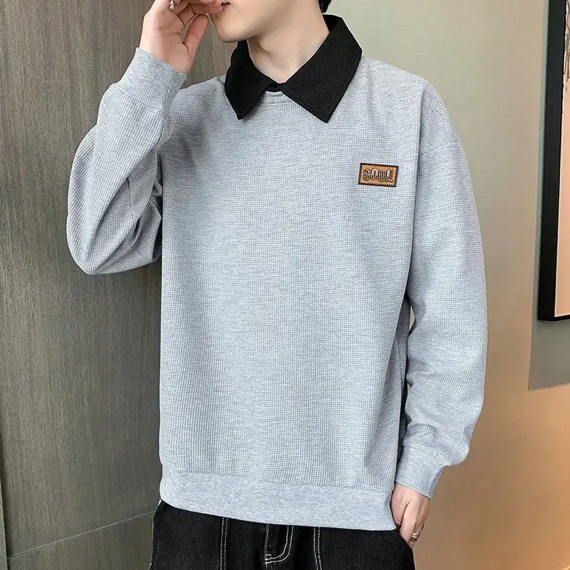 

Men's Preferred New Long Sleeved Hoodie Ins Trendy Shirt Collar Brand Casual Fashion Versatile Top