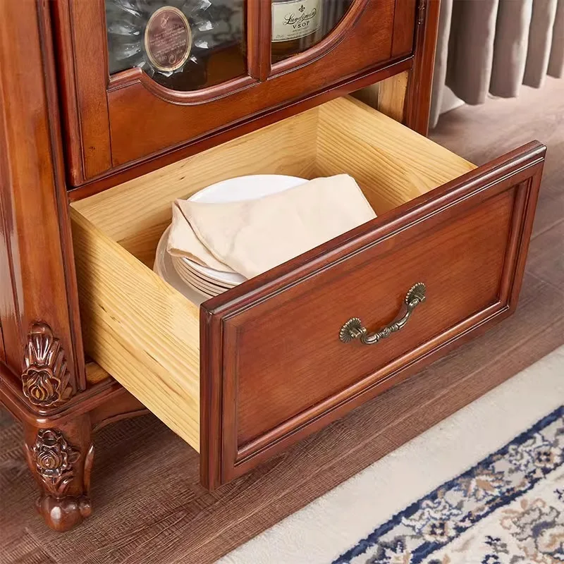 خزانة مشروبات بباب واحد من الخشب الصلب بالكامل في أمريكا، باب زجاجي لغرفة المعيشة