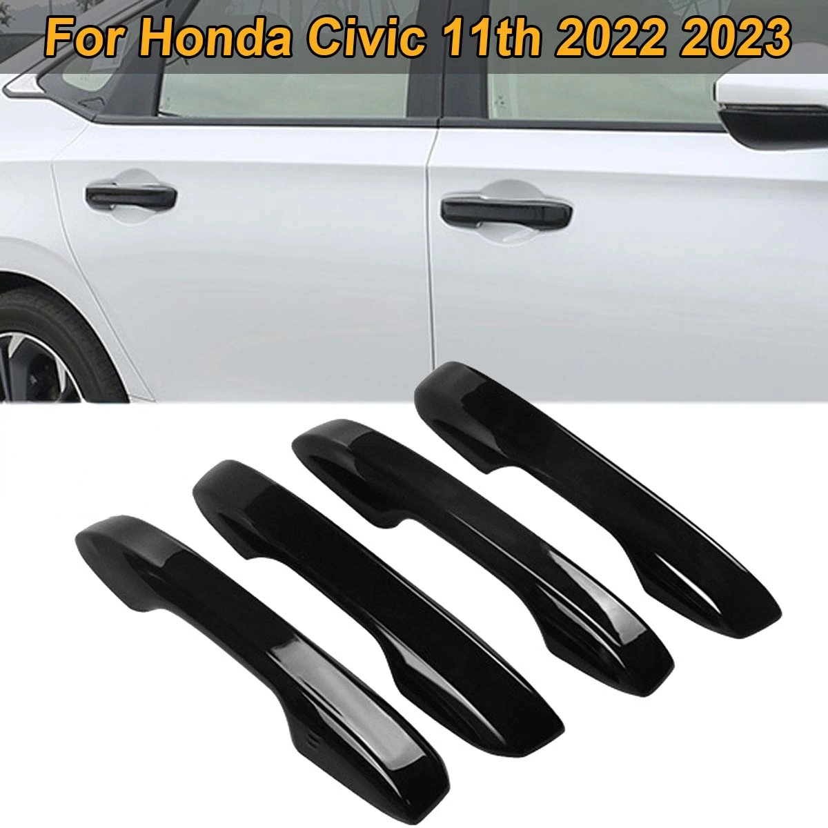 

4PCS/SET Exterior Door Handle Cover Frame Sticker Trim Protection Body Kit for Honda Civic 11th Gen 2022 2023 Car Accessories