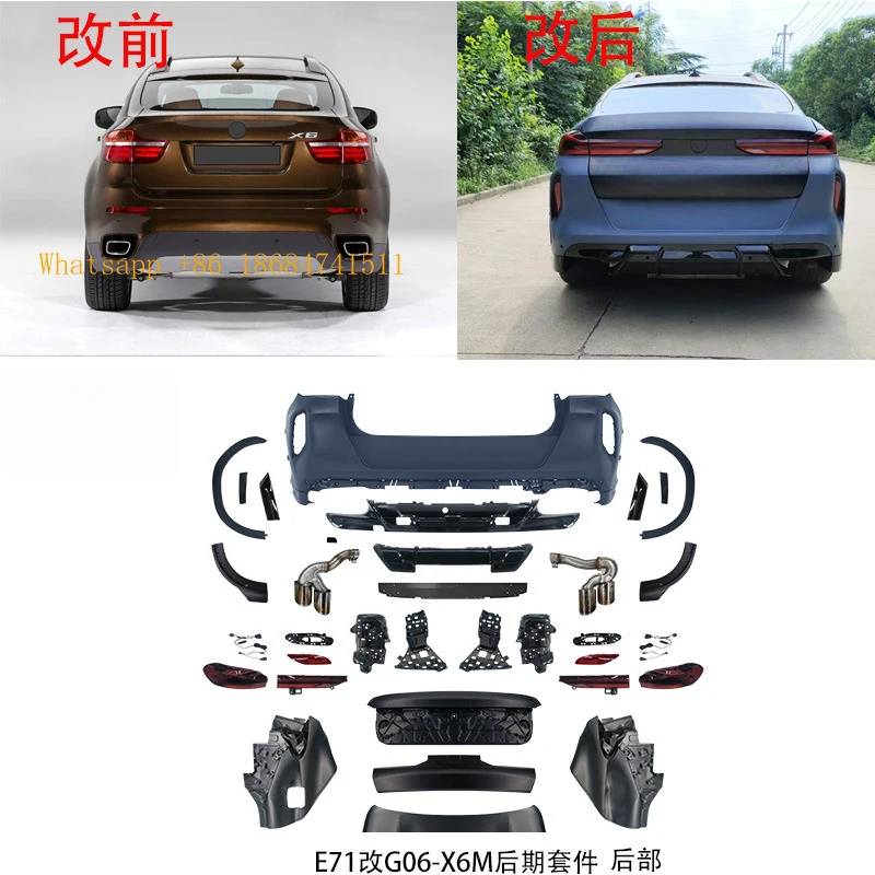 E71 Upgrade to G06 X6M Facelift Body Kit Front Rear Bumper Headlight Bracket Hood Conversion Parts