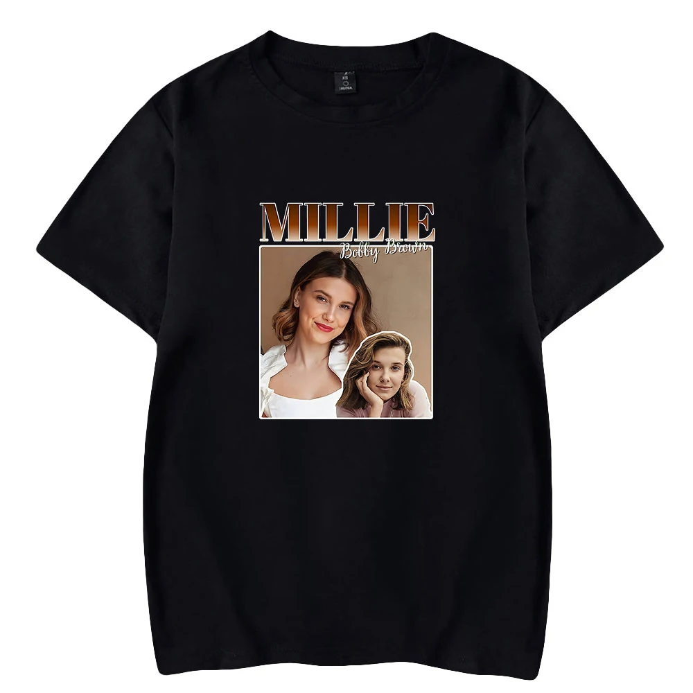 Millie B Brown Tshirt Round Neck Short Sleeve Blouse Men Women T-shirt Casual Style Pop Star Summer T-shirt