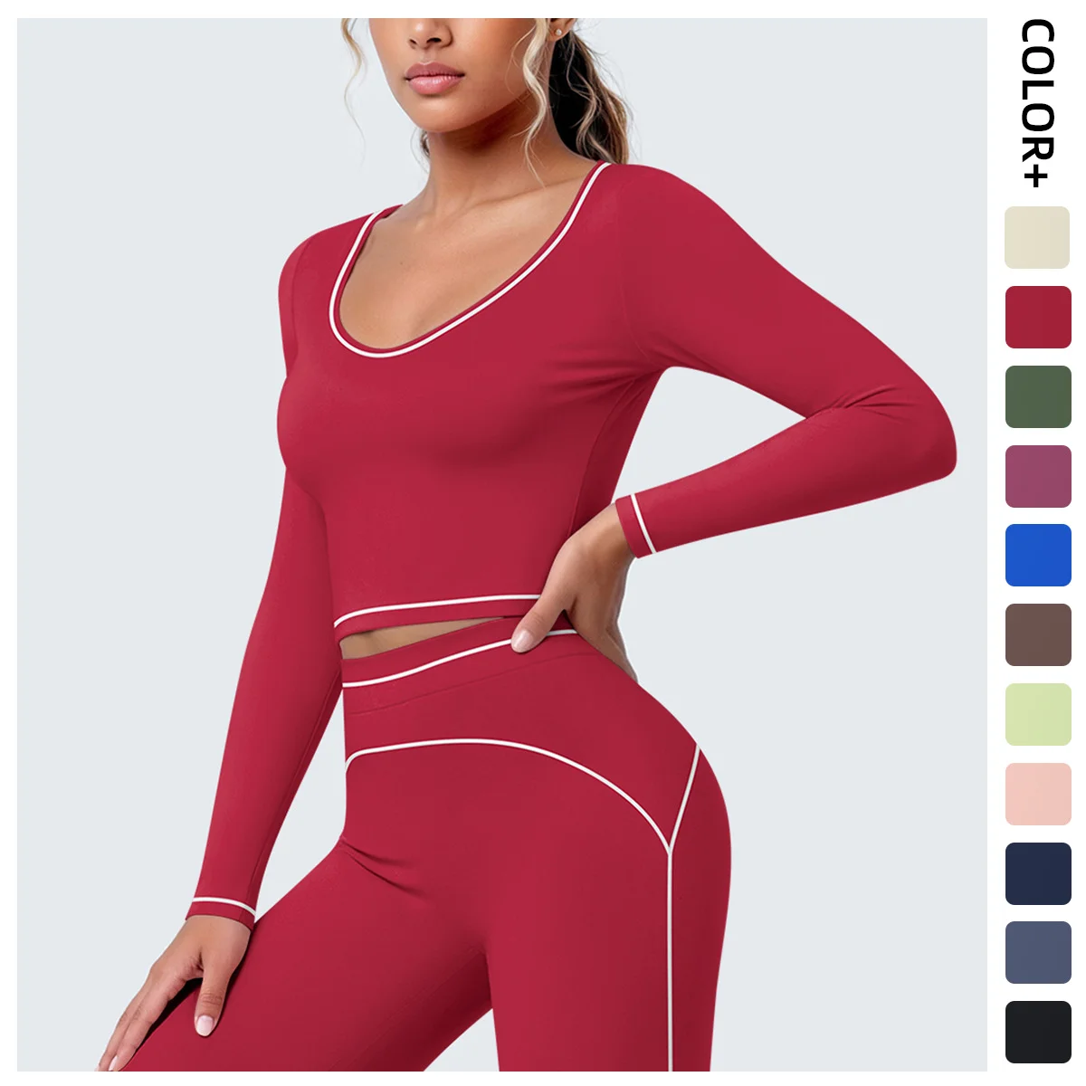 Yoga Shirts Women's Yoga Long Sleeve Fitness Long Sleeve Running Gym Clothes Workout Dry Fit Breathable High Elastic Sports Top