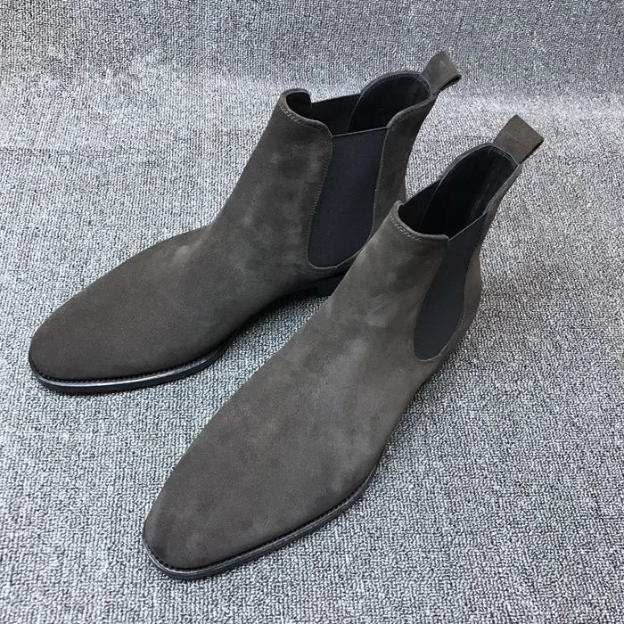 Faux Deerskin Chelsea Boots Casual Men\'s Boots Suede High-top Shoes Boots  Boots Men Zapatos De Hombre Botas De Hombre