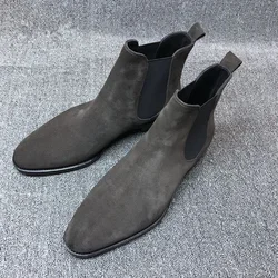 Faux Deerskin Chelsea Boots Casual Men's Boots Suede High-top Shoes Boots  Boots Men Zapatos De Hombre Botas De Hombre