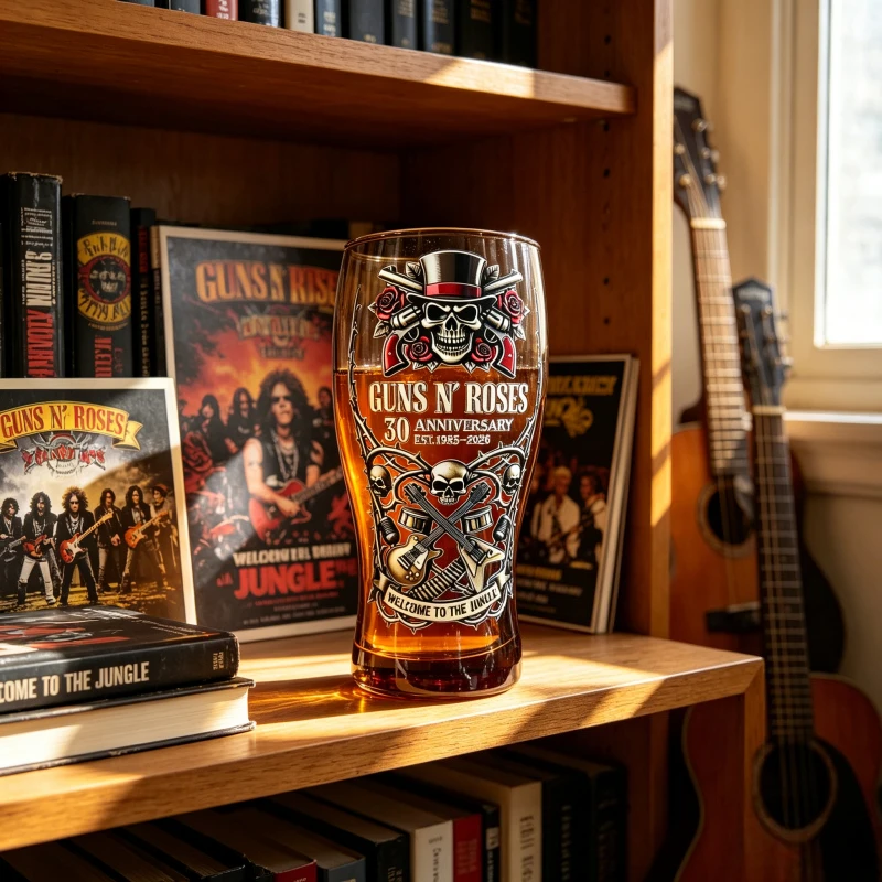 Vaso de Cerveza con Diseño de Calavera de Guns N' Roses, 30.º Aniversario, Merchandising de Banda de Rock, Vaso para Whisky y Cócteles