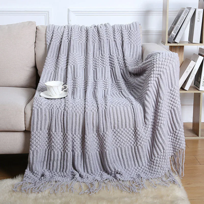 European Style Knitted Throw Blanket – Soft Boho Sofa Cover, Versatile Bedside Blanket for Living Room, Bedroom, Home Decor