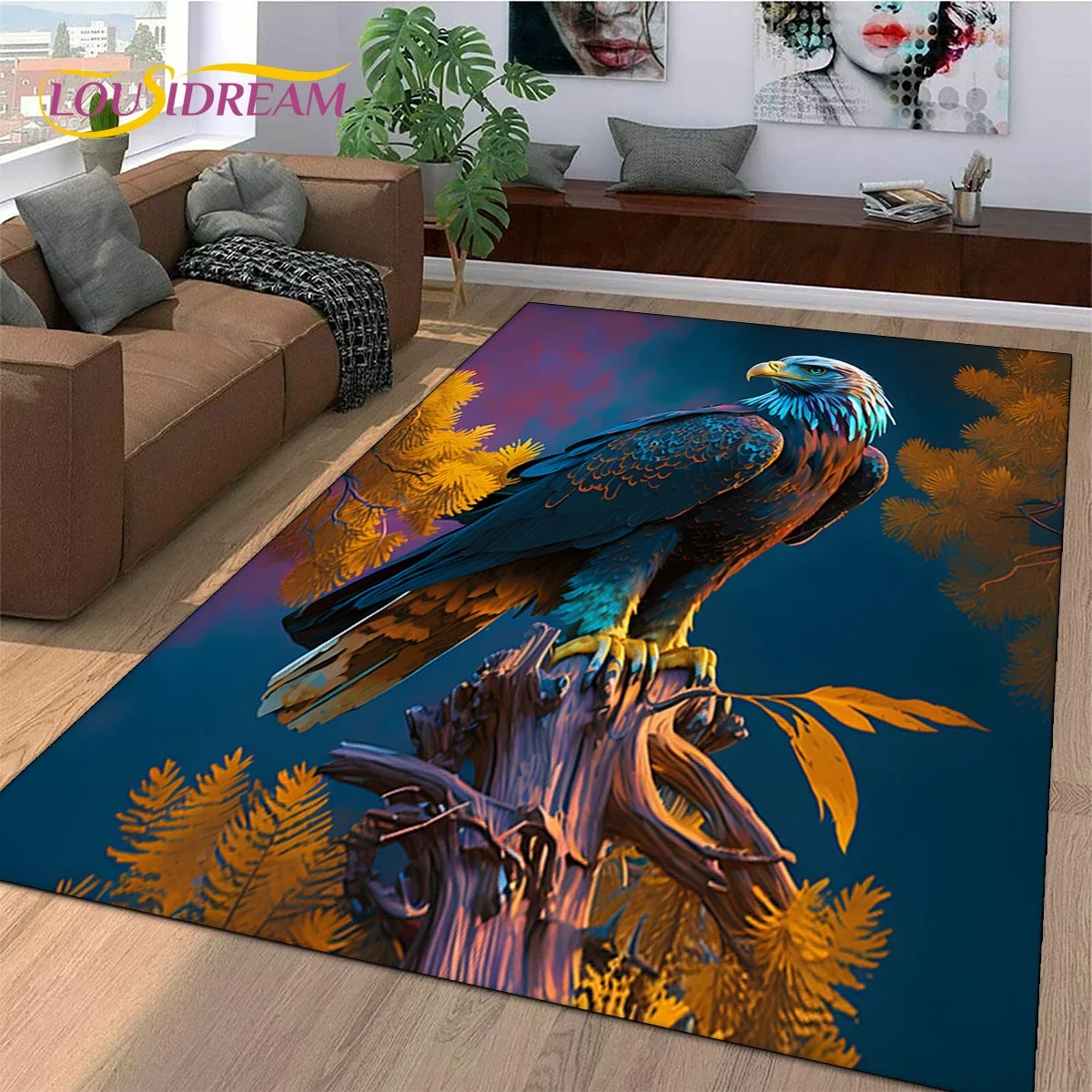 3D Cute Owl Eagle Birds Cartoon Rug Carpet for Living Room Bedroom Decor,floor Mat Non-slip Decoration for Sofa Doormat Gift Kid