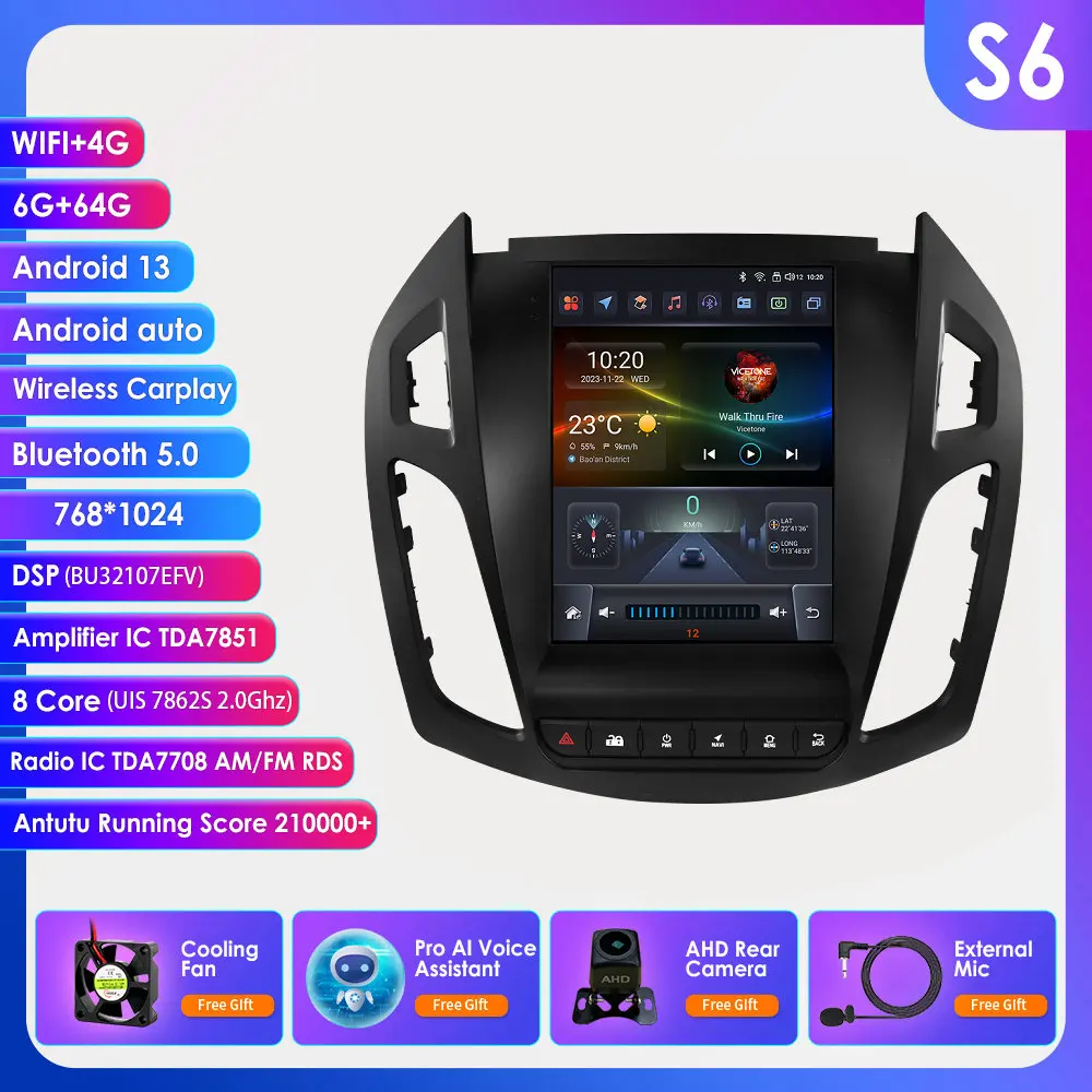 9.7 ''Android 13 Autoradio Voor FORD Transit/Tourneo Connect 2013-2018 Auto Multimedia Video 4G 2din draadloze Carplay 360 Camera - afbeelding 1