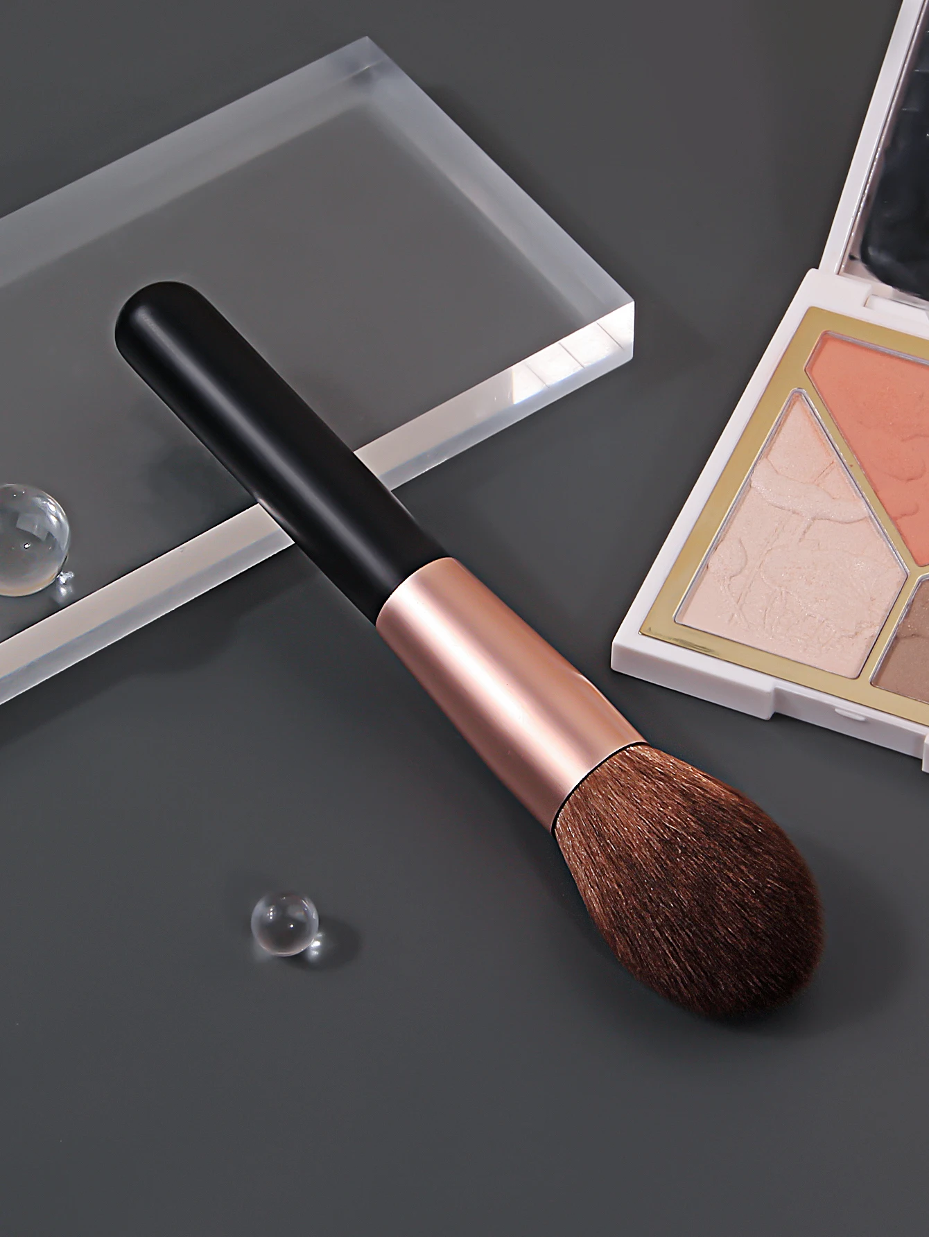 1 قطعة فرشاة ماكياج الشعر الاصطناعية الناعمة المنفوش باللون الذهبي الوردي المهنية بودرة الوجه/أحمر الخدود/فرشاة البودرة السائبة للمبتدئين في ماكياج #2