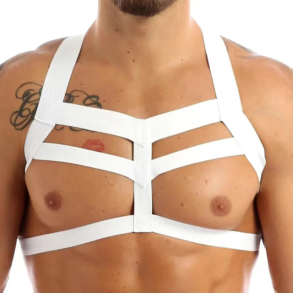 PU Leather Chest Harness for Men, Adjustable Suspenders