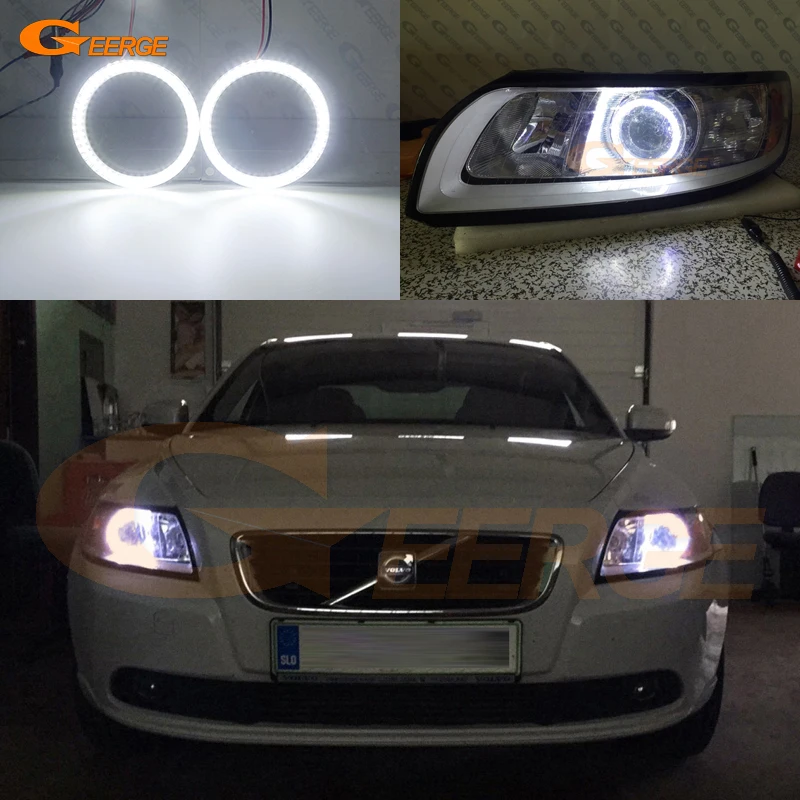 Dla Volvo S40 II V50 2004 2005 2006 2007 Pre Facelift Ultra Bright SMD LED Angel Eyes Halo Rings Kit Day Light Car Styling