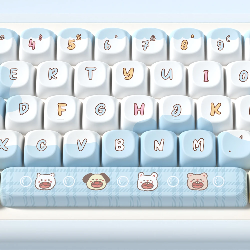 Imagem -03 - Tema Seaside Keycaps para Teclado Mecânico Perfil Mca Keycap Personalizado dos Desenhos Animados 7u e Iso Key Cap