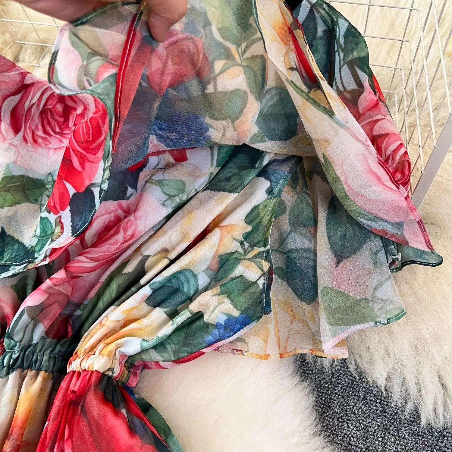 Abiti estivi per donna 2024 Casual Beach Style abito con spalle scoperte maniche corte Slash Neck Floral Flowy Boho Long Vestido 2504