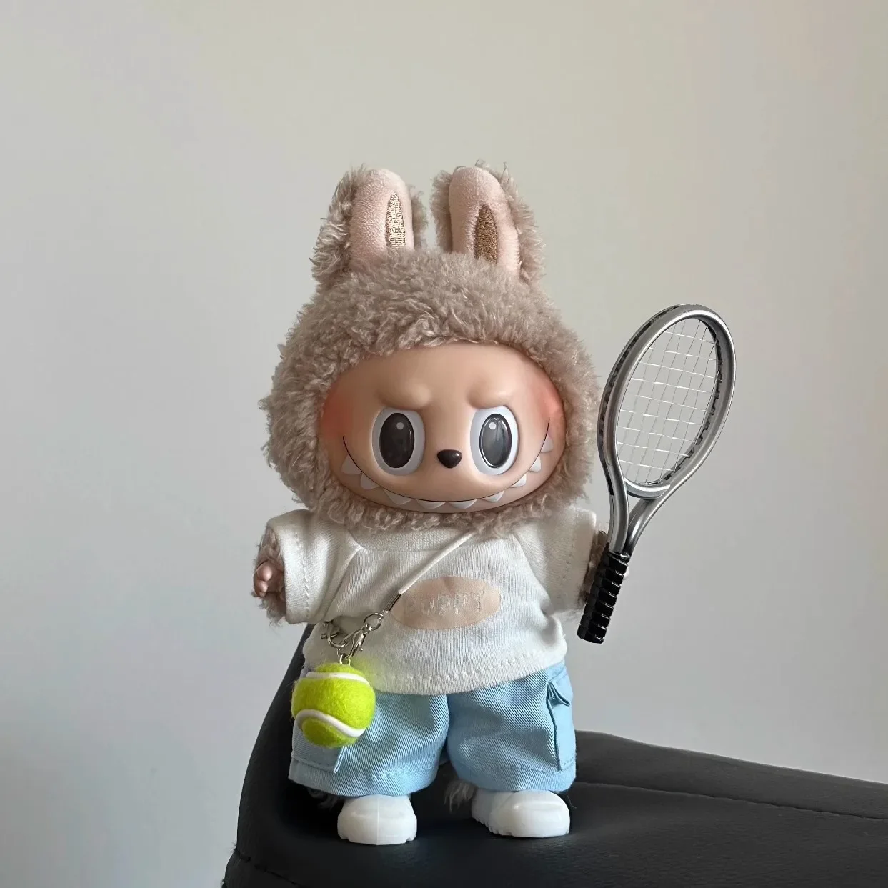 For Cute Labubu Bunny Doll Accessories with Knitted Clothes Labubu Tennis Sports Set Sweater for LABUBU Toy Collectors Clothes