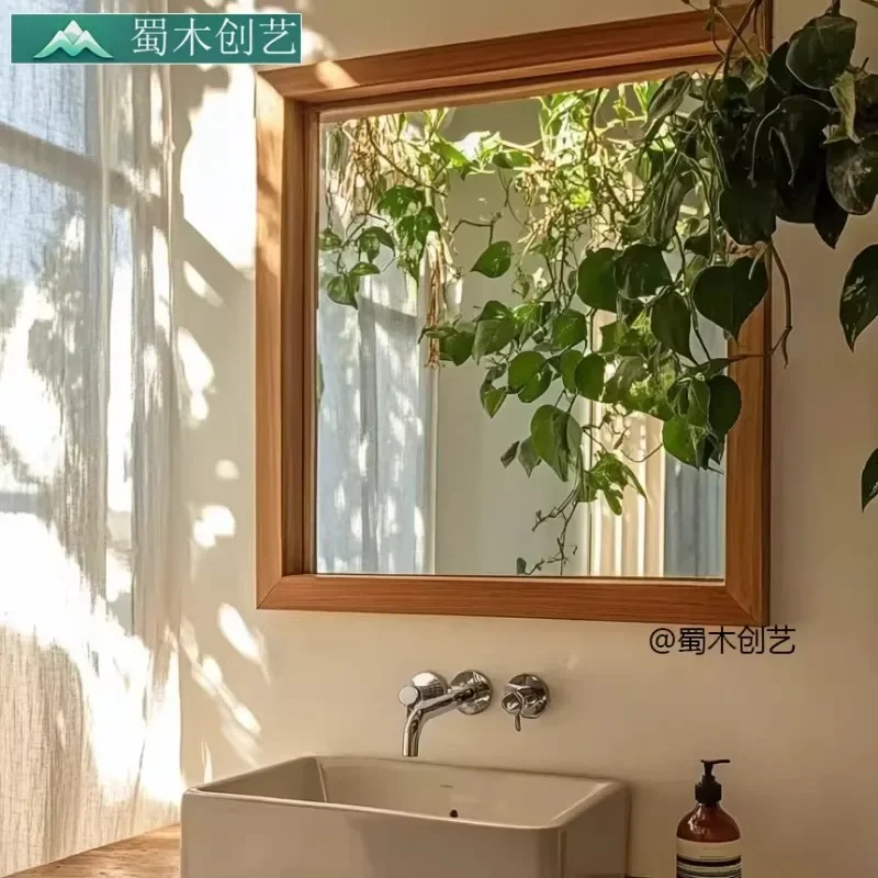 Solid Wood Bathroom Mirror Modern Simple Decorative Mirrors Stylish Designer Makeup Mirror Espejo Decorativo Home Decoration