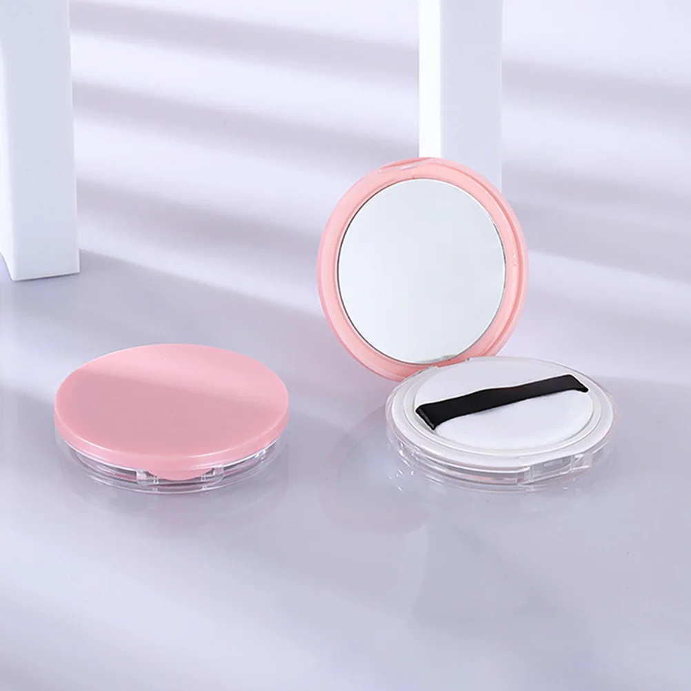 

2 Powder Box Puff 2 Sets Makeup Sponge Holder Travel Case Reusable Container Protective Storage Vanity Mirror