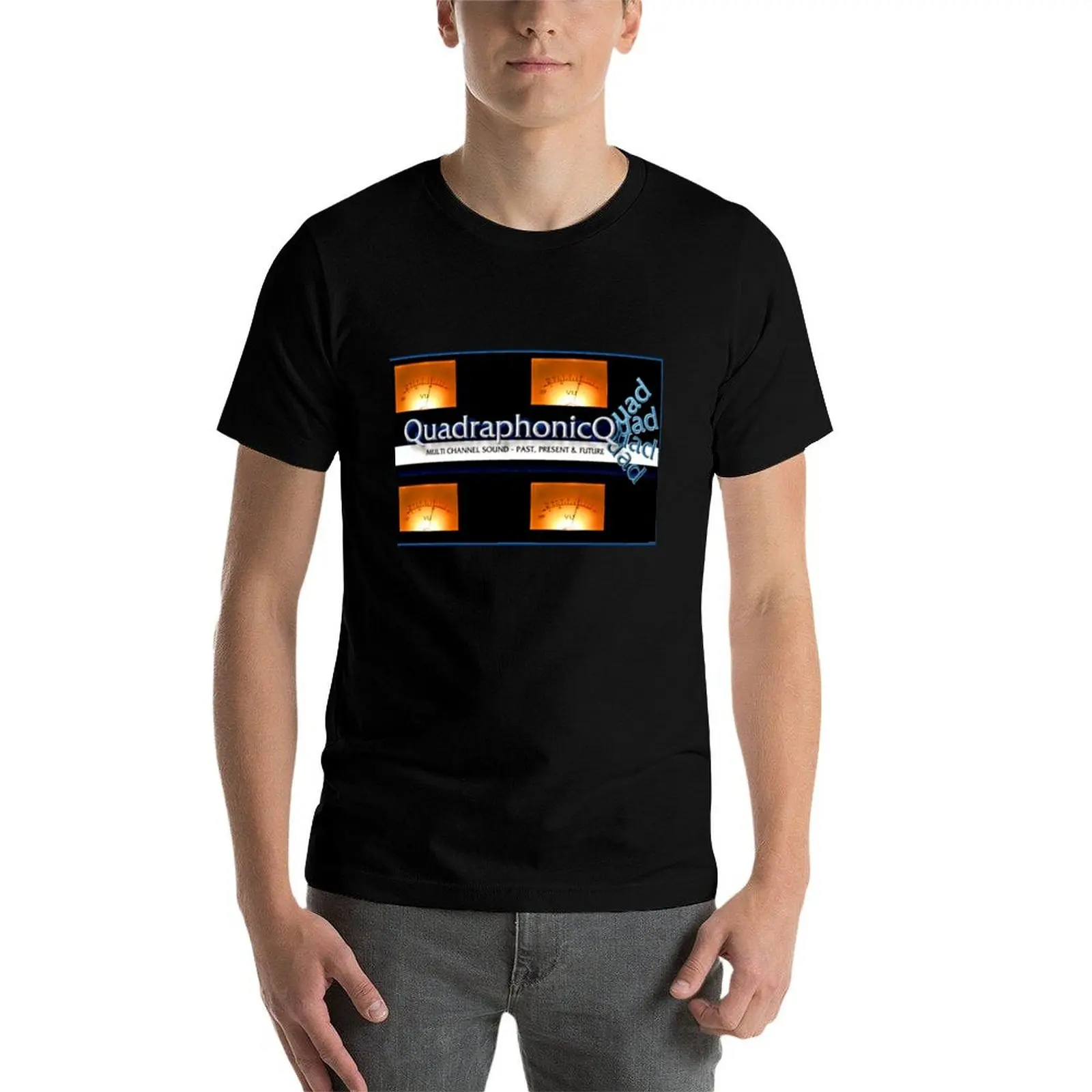 Quadraphonic Quad Forum قميص مع الأصفر VU متر تي شيرت رجل تي شيرت القطن مضحك تي شيرت رجل تي شيرت