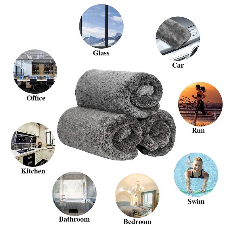 40x60/100cm Super Absorbent Microfiber Towel Car Cleaning Tool Detailing Washing Drying Towels Care Cloth Car Accessories 1/2Pcs