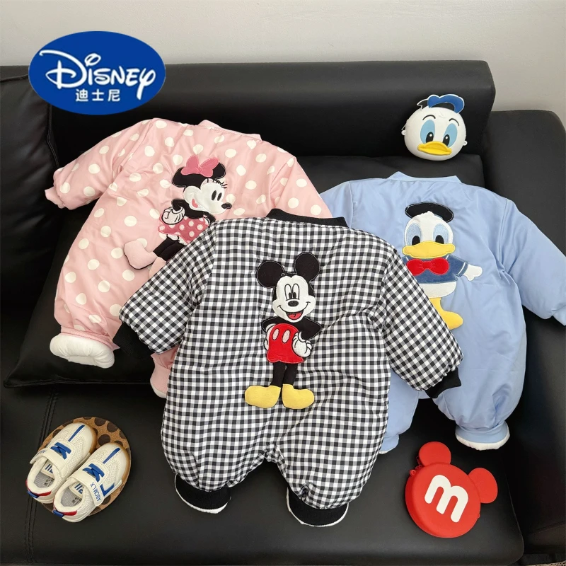 

Disney 2025 New Winter Romper | Mickey & Donald Fleece-Lined Cotton Outfit for Babies, Warm Outdoor Jumpsuit 0-24M