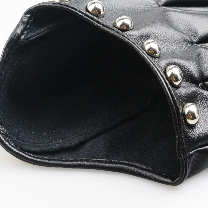 Women Sexy PU Leather Gloves Punk Dancing Half Palm Gloves Street Dance Performance Party Show Costume Fingerless Gloves Mittens