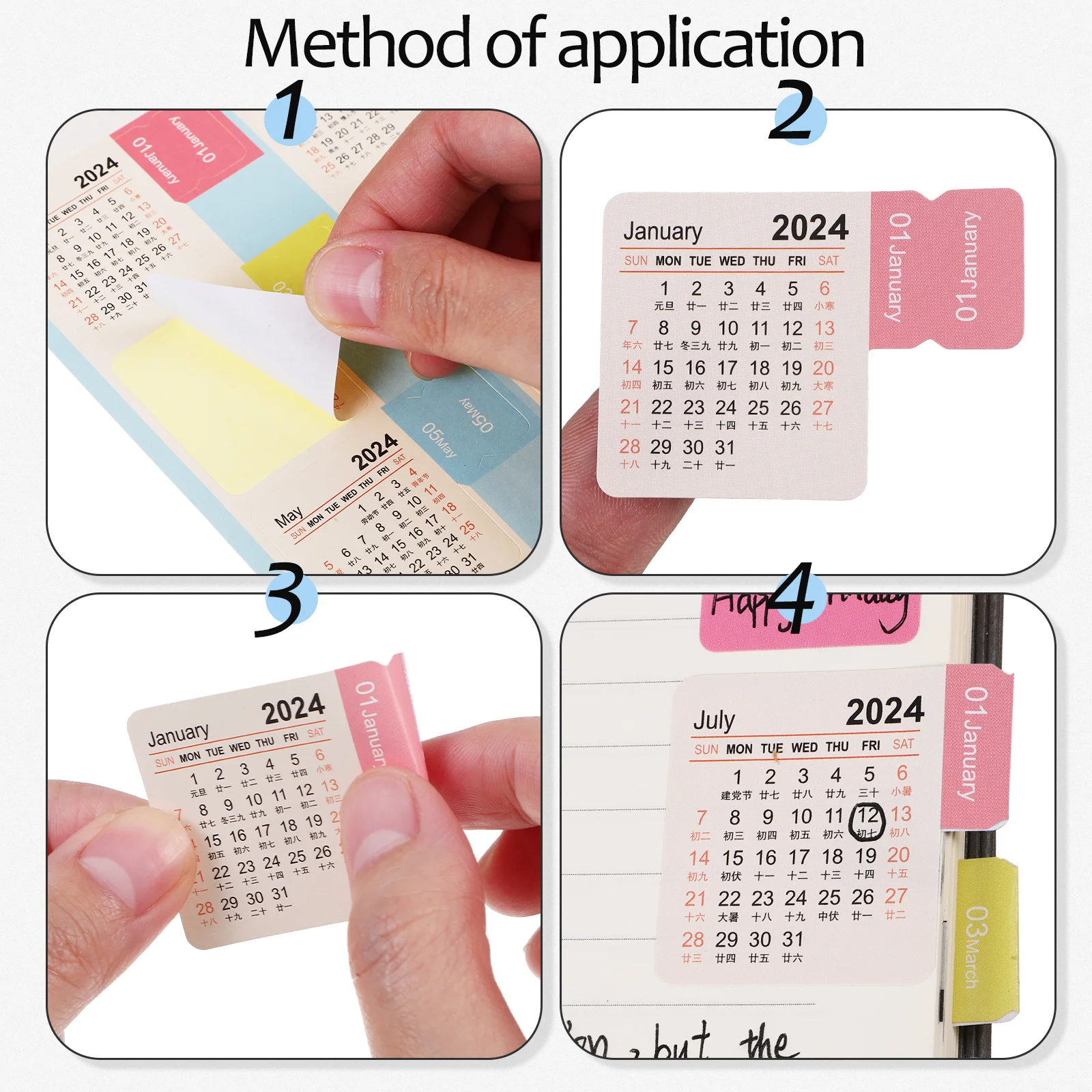 

15 Sets Journaling Calendar Sticker Stickers Tabs for Planner Day Paper Monthly