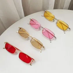 New Fashion Small Rectangle Sunglasses Men Women Vintage Square Driving Sun Glasses Luxury Brand Metal Frame Eyewear