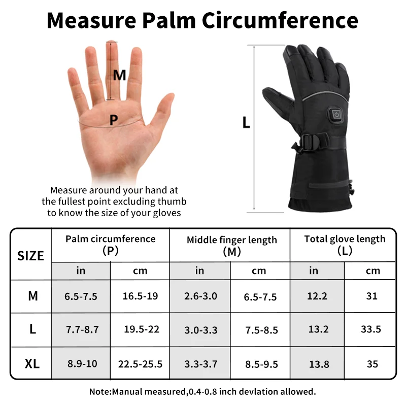 Custom Electric Leather Gloves for Winter Outdoor Biking and Skiing Warm Touch Screen Protector Warm Heated Gloves for Fishing