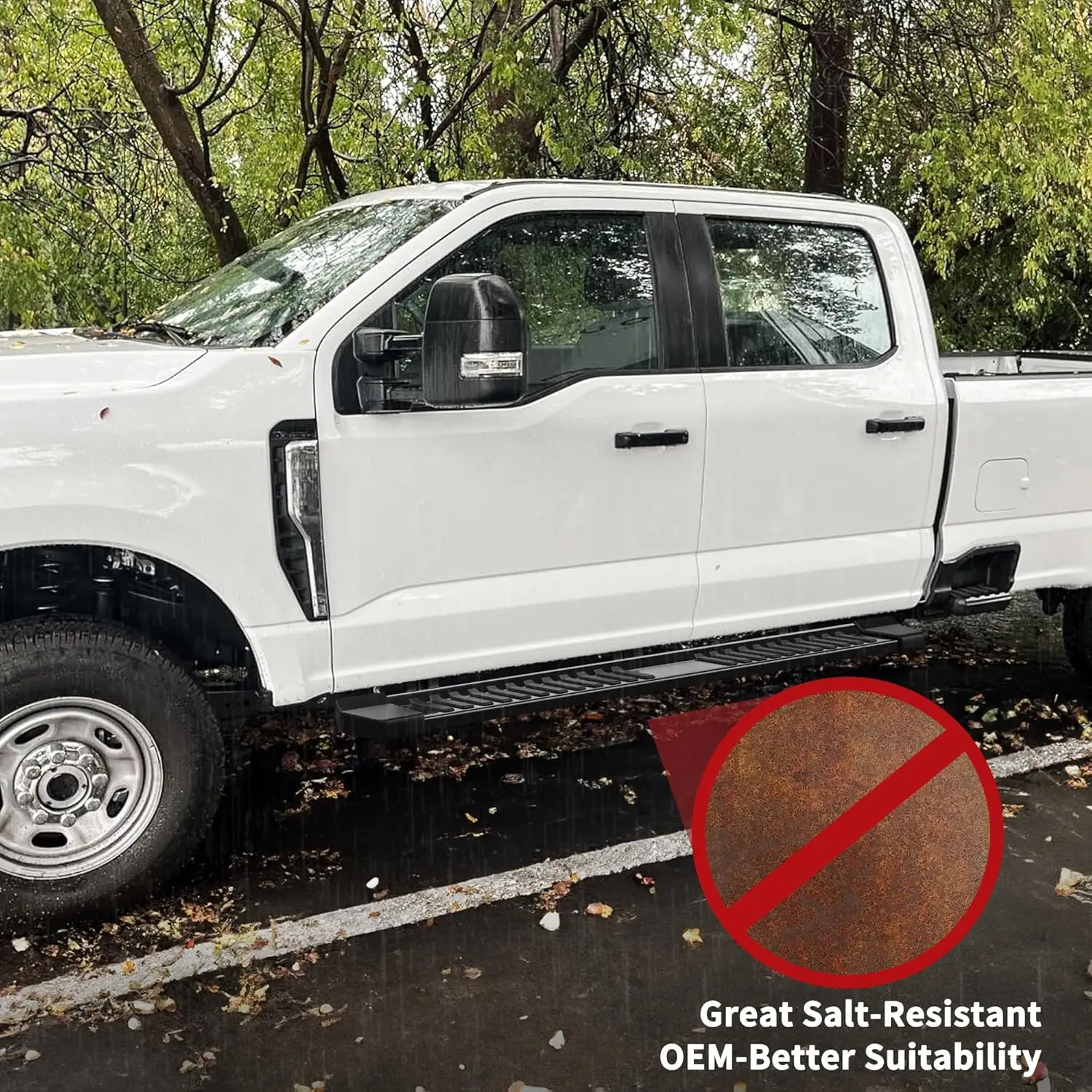 6 Inches Running Boards for 1999-2016 Ford F250 F350 Super Duty Crew Cab, Textured Black, Replacement Option
