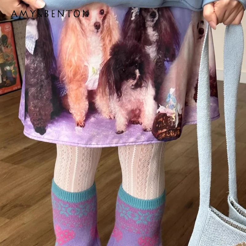

Original Design Japanese Y2k Cute Animal Print Women's Skirt 2026 Spring Summer New Personality Versatile A-line Skirts Ladies