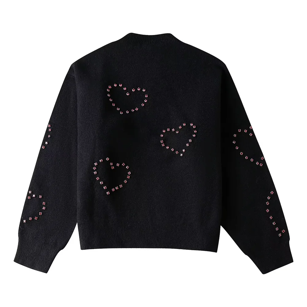 Spring/Summer Women\'s Fashion New Style Beaded Heart Pattern Knitwear