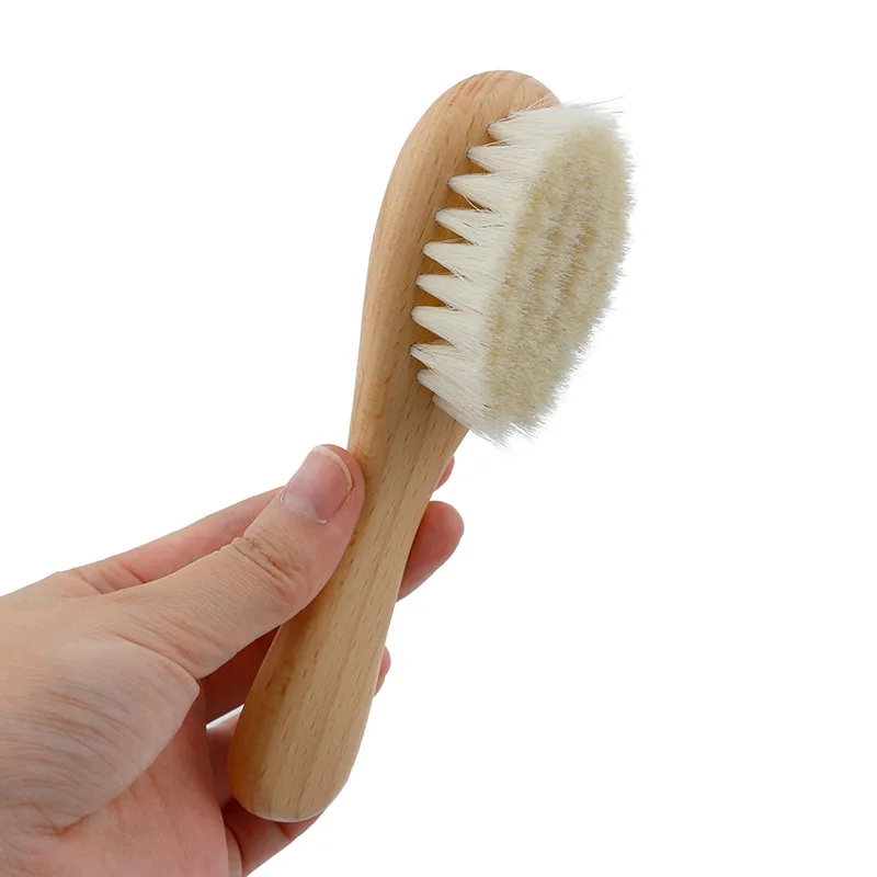 Soft Baby Wood Brush Newborn Baby Stuff Natural Wool Comb Infant Hair Brush Head Massager Portable Kid Babies Bath Accessories