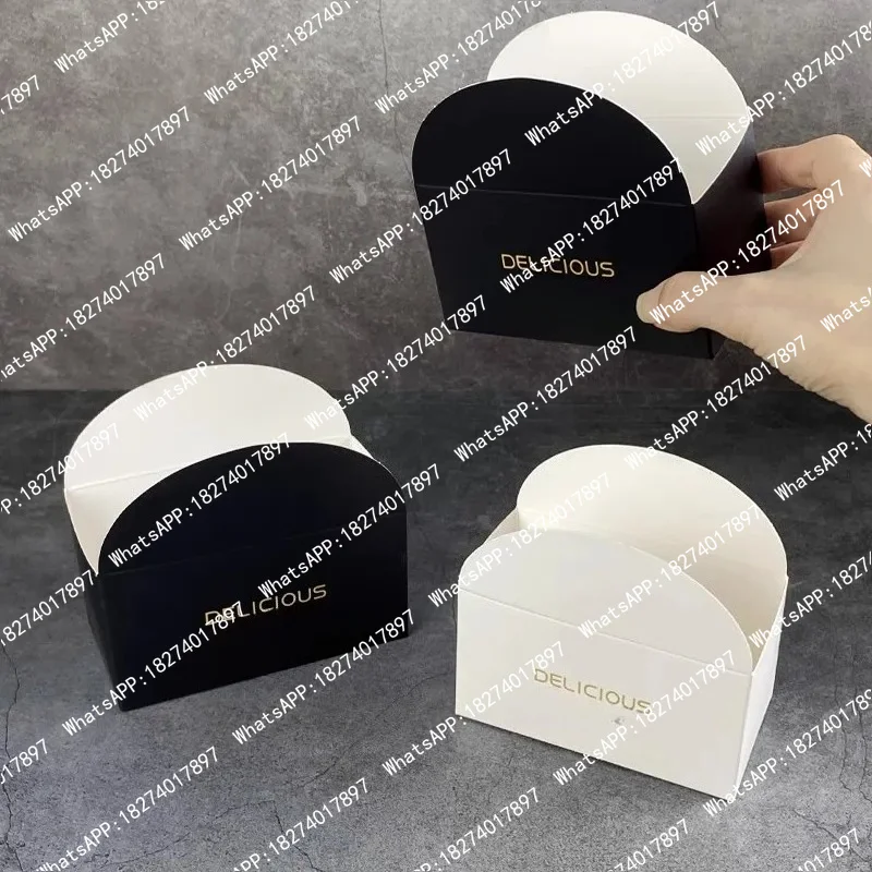 50pcs Croissant Sandwich Box Kraft Paper Baking Food Bread Donut Packaging Box for Bakery Breakfast Lunch Supplies