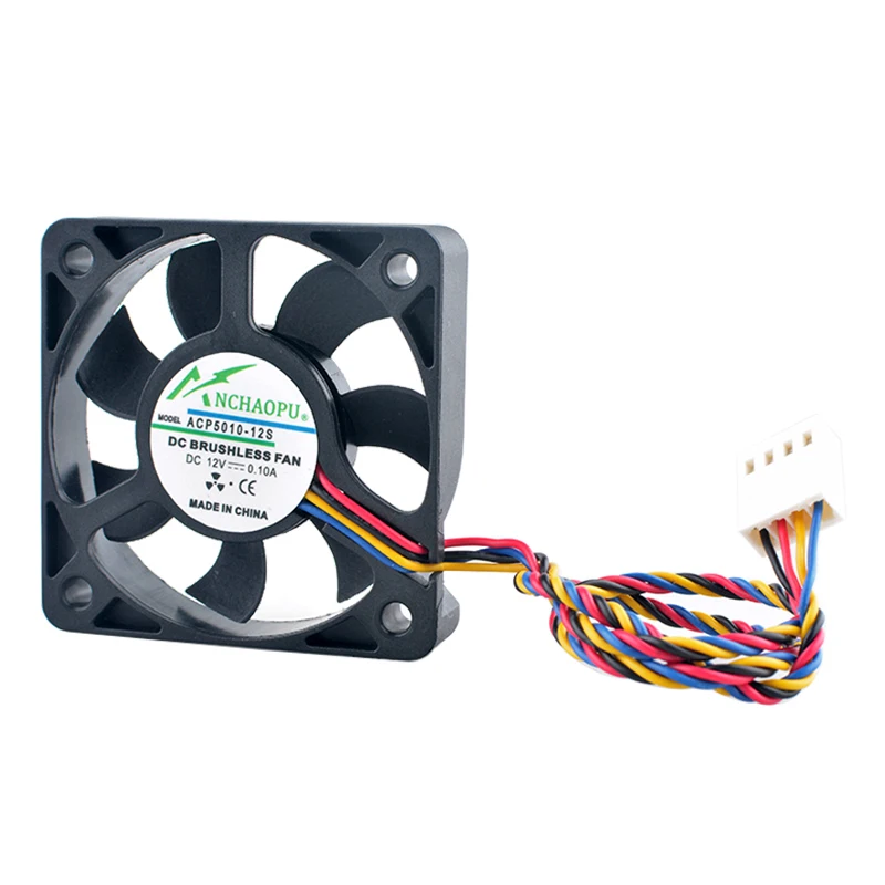 ANCHAOPU ACP5010-12S ACP5010-12PWM 5 cm 50x50x10mm 50mm ventola DC12V 0.10A 4 pin Ventola di raffreddamento silenziosa per chassis CPU