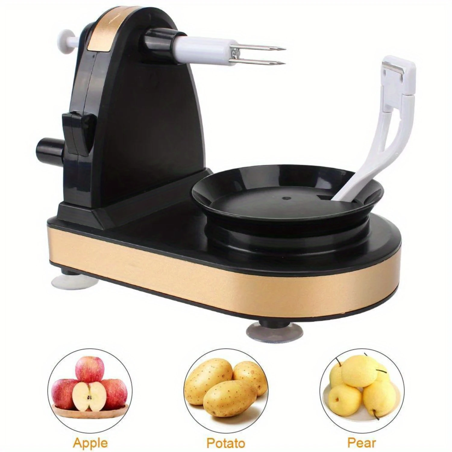 Multifunctional Hand-Cranked Fruit Peeler, , Potato, Pear Corer Cutter Slicer Machine, Straight Blade Edge, Durable Plastic