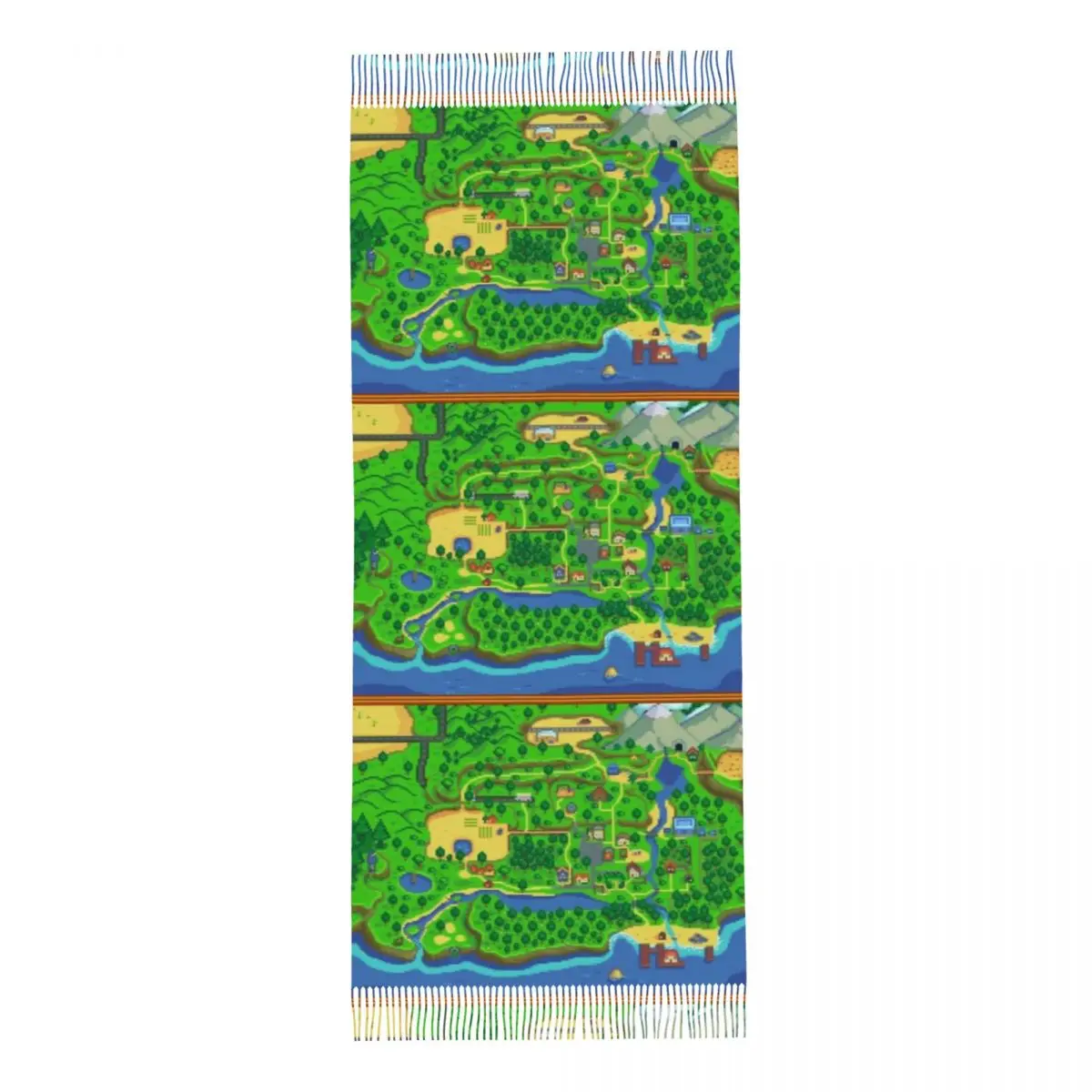 Womens Scarf with Tassel Stardew Valley Map Long Winter Fall Shawl and Wrap Stardew Valley Daily Wear Pashmina Scarves view 3