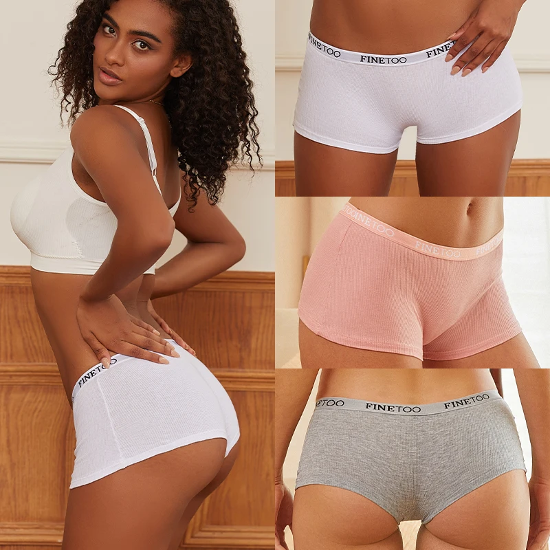 FINETOO 6PCS/Set Women Cotton Panties Female Boxer Boyshort Low Waist Letter Logo Sport Underwear Ladies Pants Intimate Lingerie - Image 2