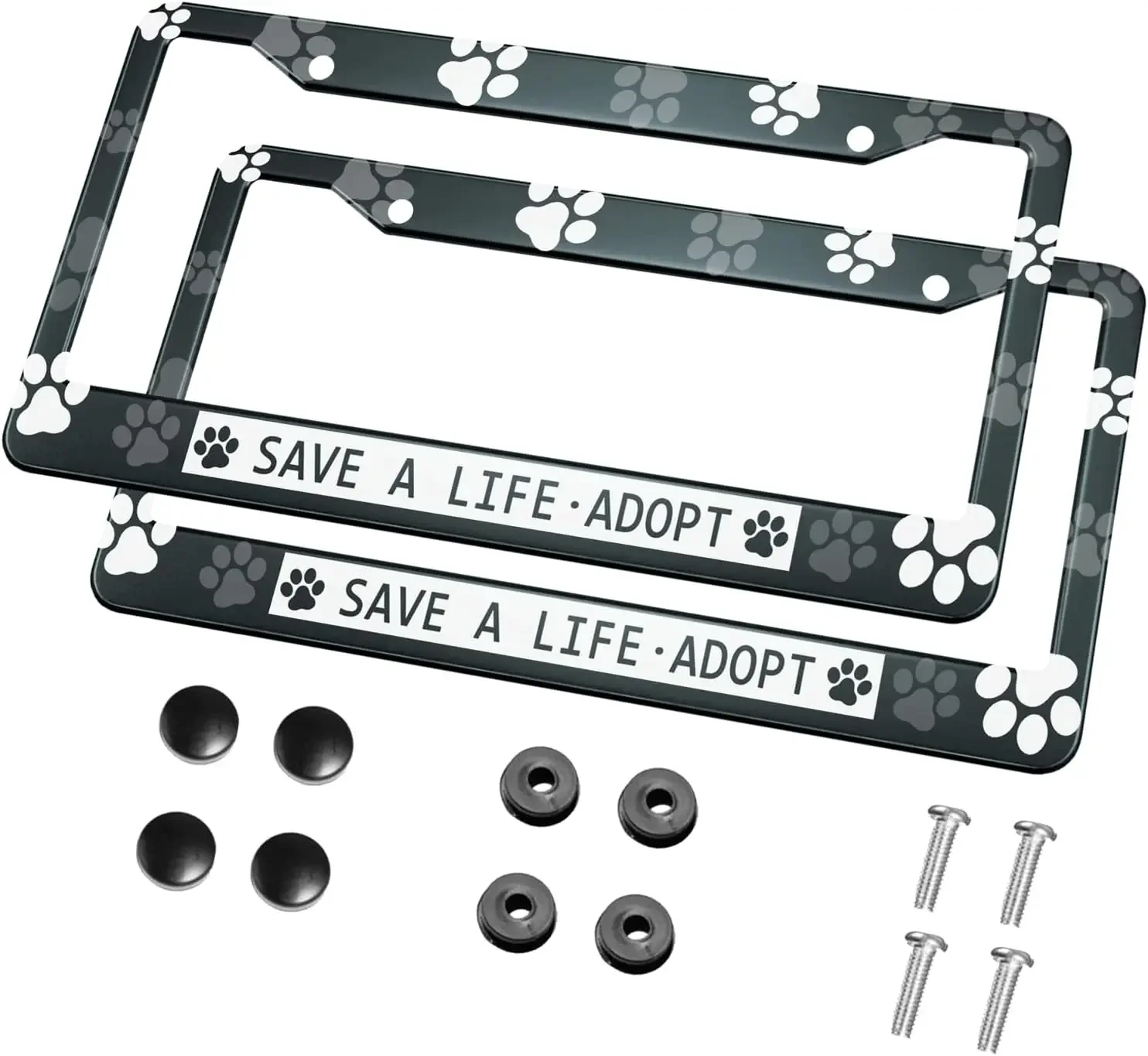 

Спасите жизнь Adopt Paw Рамка номерного знака Комплект из 2 держателей номерного знака с 2 отверстиями Рамка для автомобильной бирки для женщин Мужчин Автомобили США