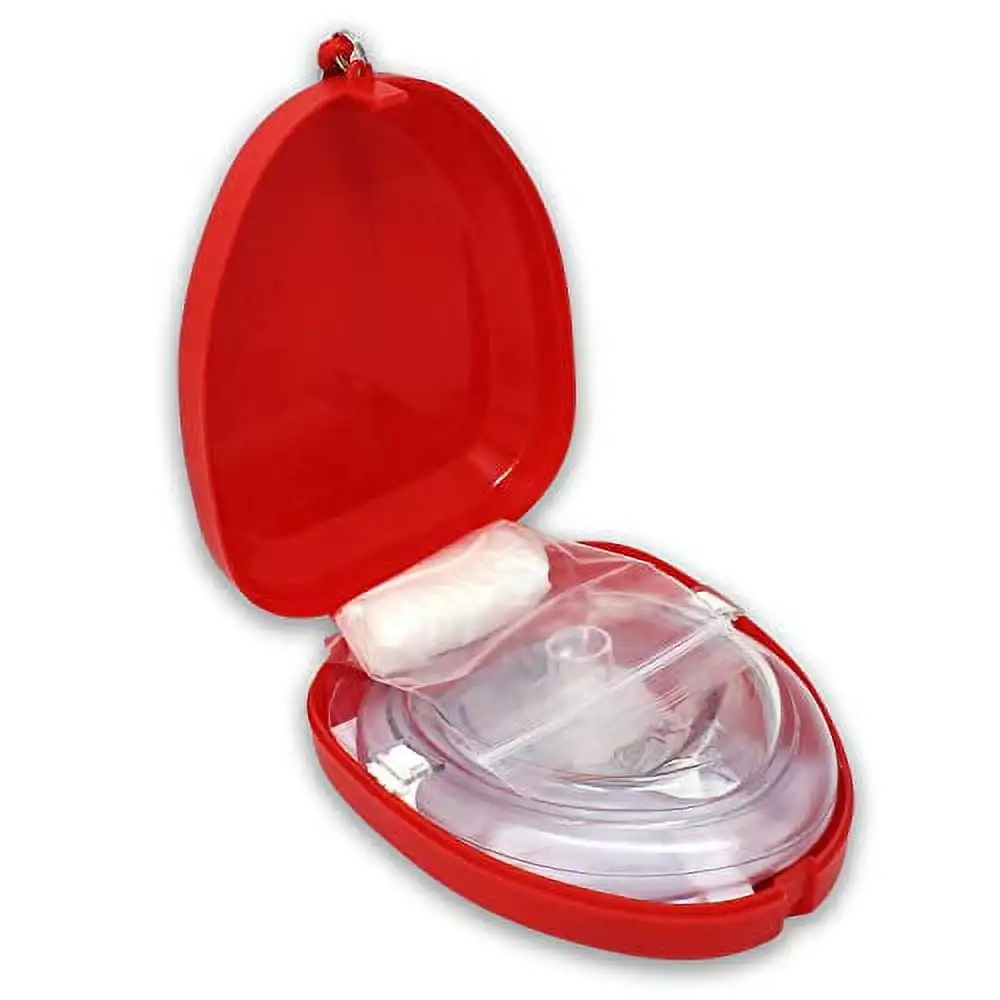 Professional CPR Rescue Mask Adult/Child Breathing Barrier with One-Way Valve & Hard Case Includes Gloves Wipes